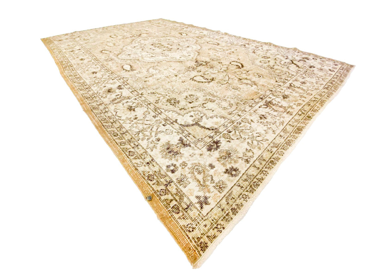 6x10 Beige and Brown Turkish Overdyed Rug