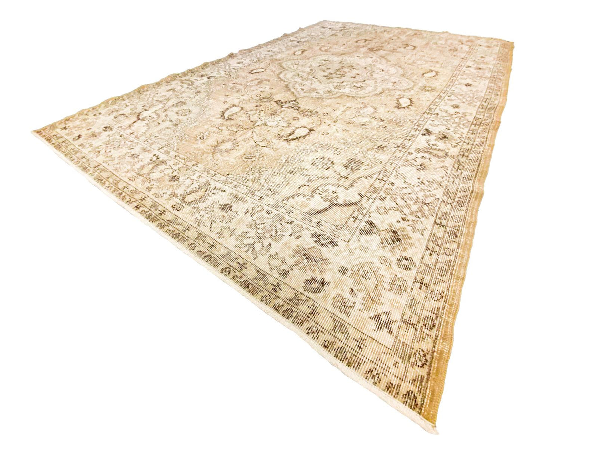 6x10 Beige and Brown Turkish Overdyed Rug