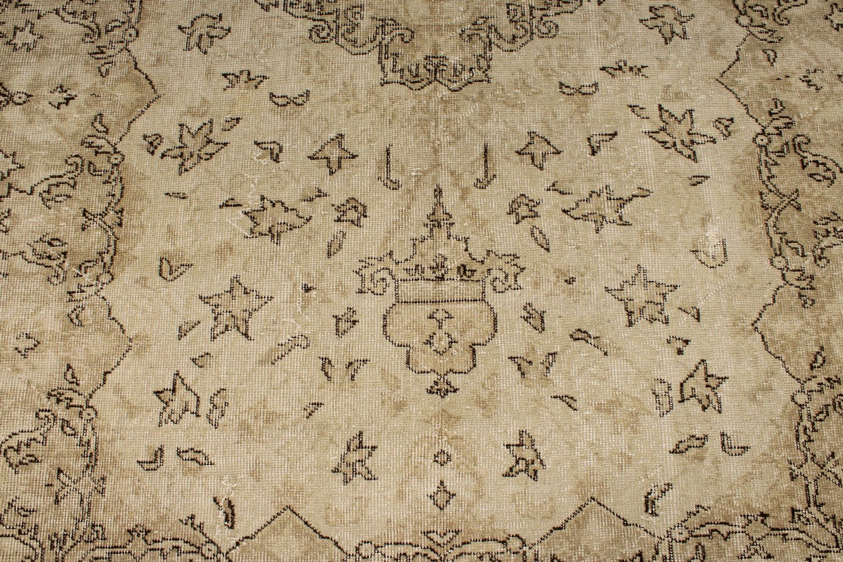 6x10 Beige and Ivory Turkish Overdyed Rug
