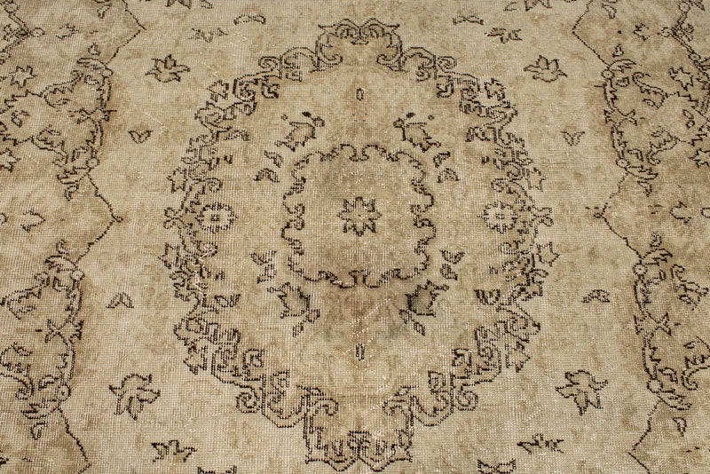 6x10 Beige and Ivory Turkish Overdyed Rug