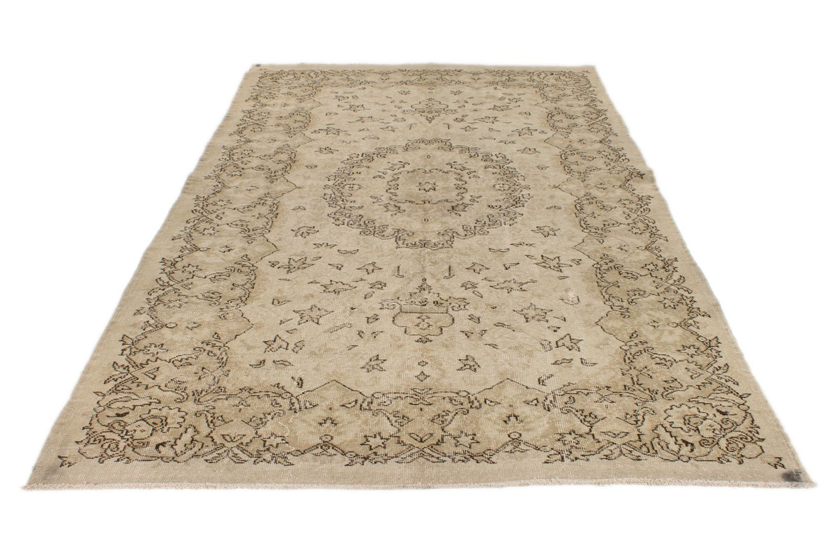 6x10 Beige and Ivory Turkish Overdyed Rug