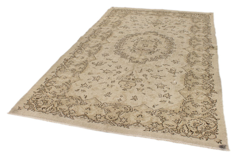 6x10 Beige and Ivory Turkish Overdyed Rug