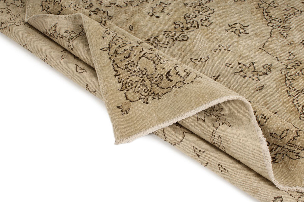 6x10 Beige and Ivory Turkish Overdyed Rug