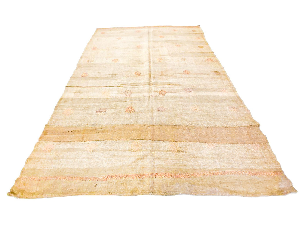 6x9 Beige and Ivory Turkish Tribal Rug