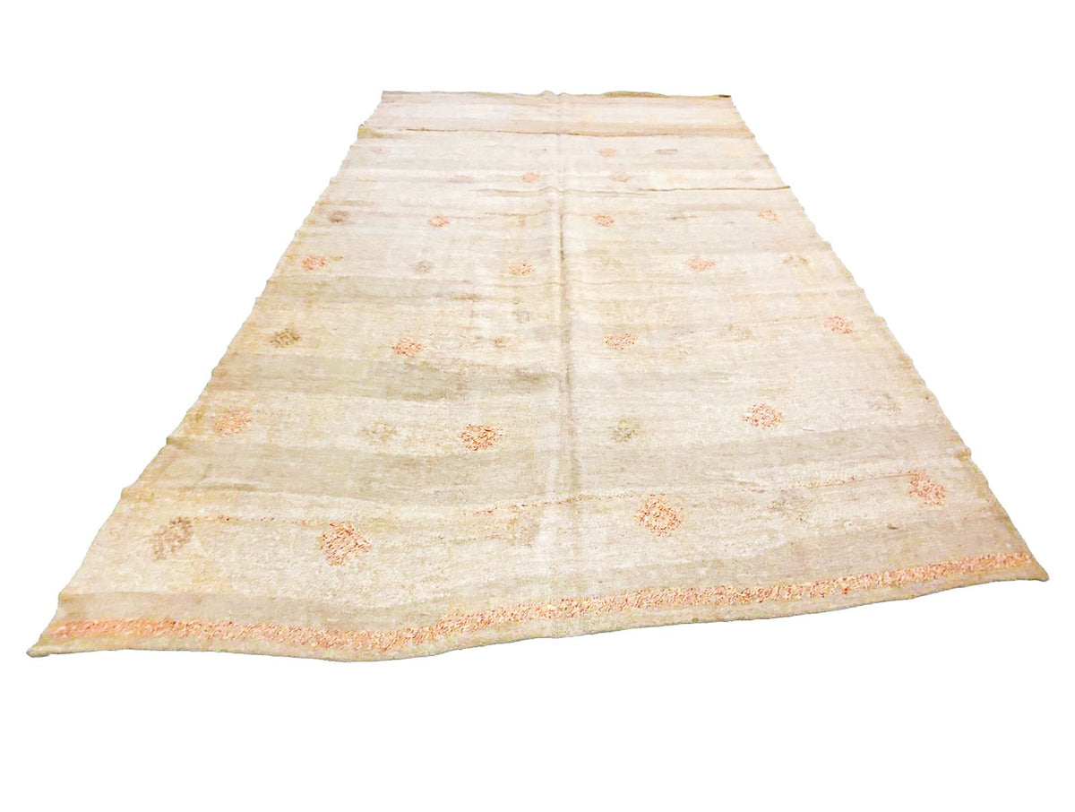 6x9 Beige and Ivory Turkish Tribal Rug