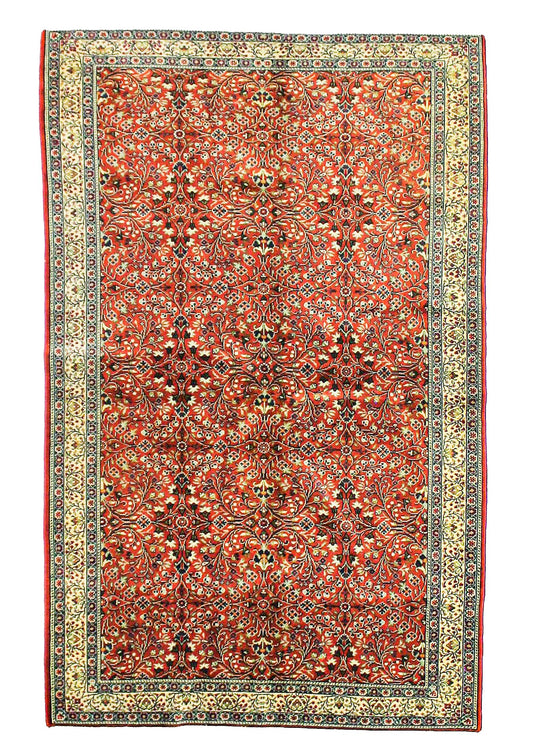 5x7 Red and Ivory Turkish Traditional Rug