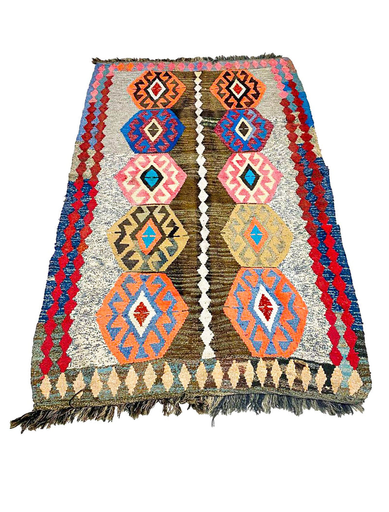 4x7 Handmade Patchwork Vintage Anatolian Handmade Tribal Rug Kilim