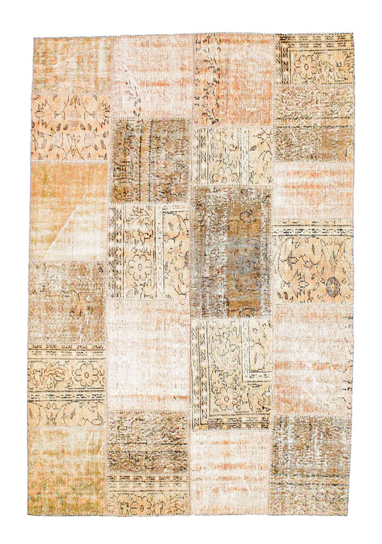 5x8 Pink and Brown Turkish Patchwork Rug