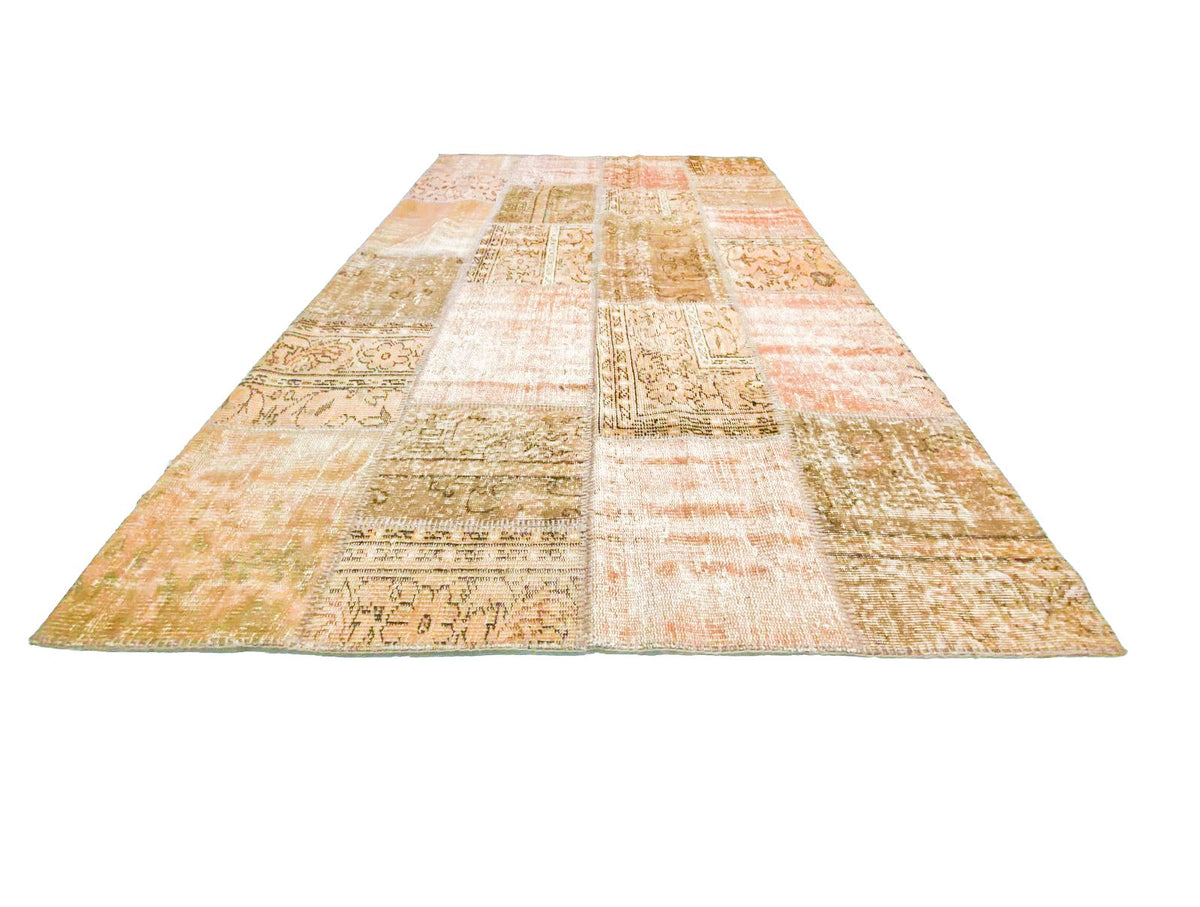 5x8 Pink and Brown Turkish Patchwork Rug