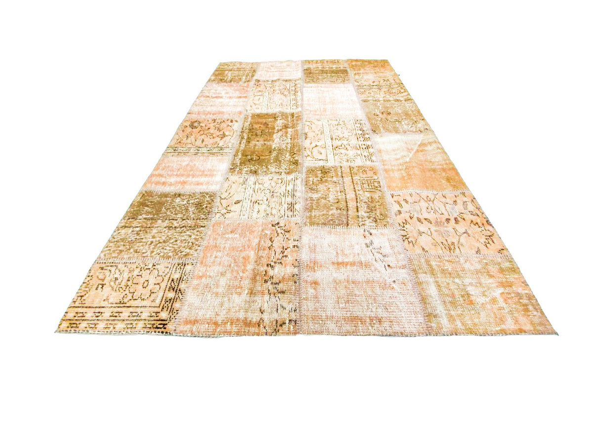 5x8 Pink and Brown Turkish Patchwork Rug