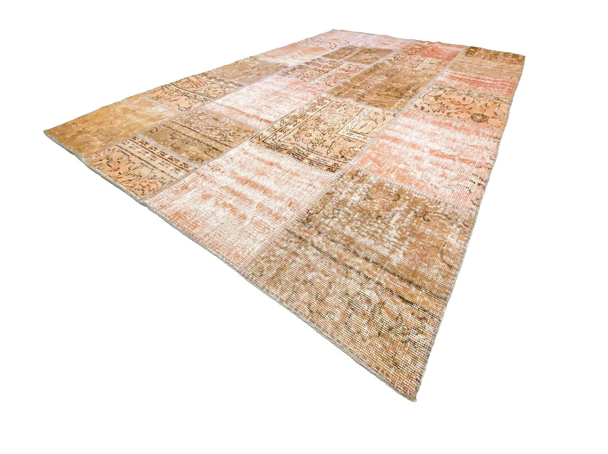 5x8 Pink and Brown Turkish Patchwork Rug