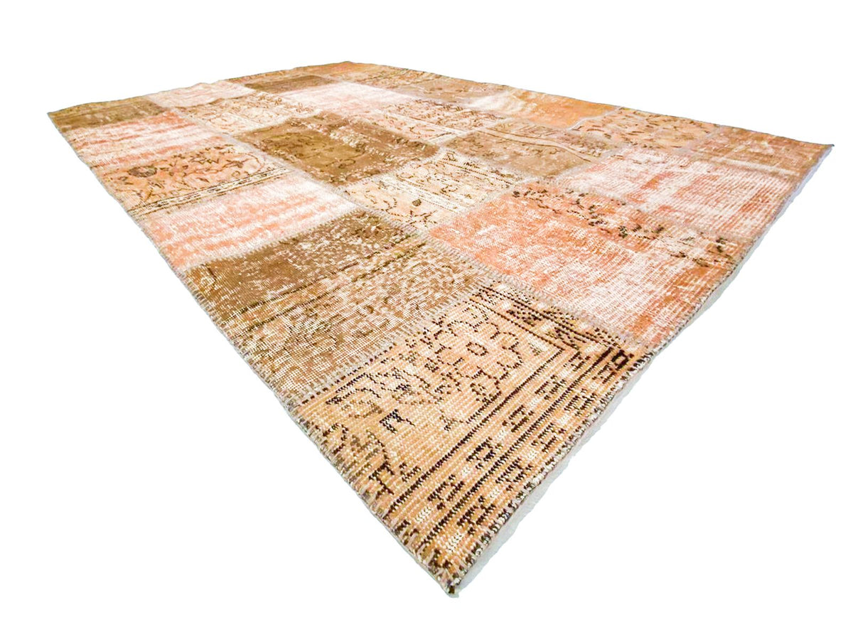 5x8 Pink and Brown Turkish Patchwork Rug