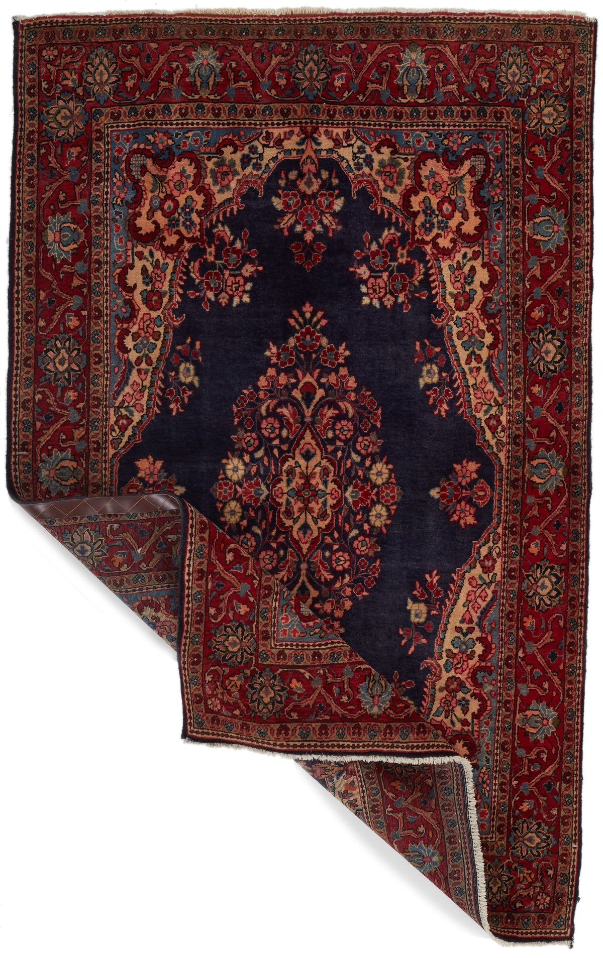 4x7 Navy and Red Persian Traditional Rug