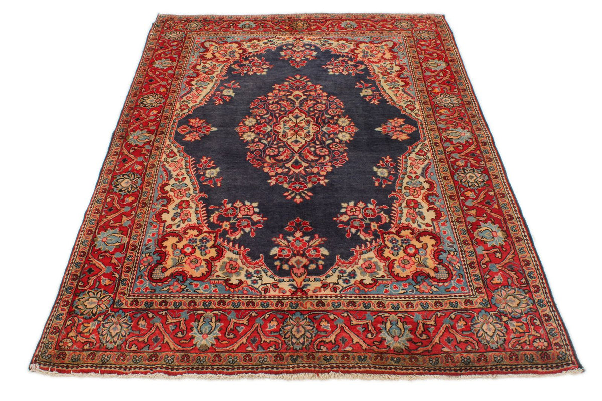 4x7 Navy and Red Persian Traditional Rug