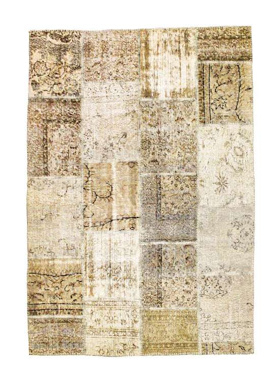 5x8 Gray and Brown Turkish Patchwork Rug