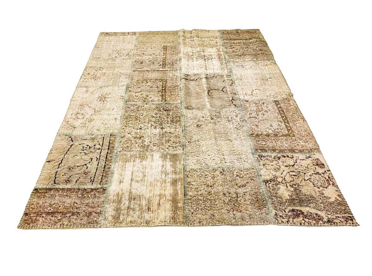 5x8 Gray and Brown Turkish Patchwork Rug