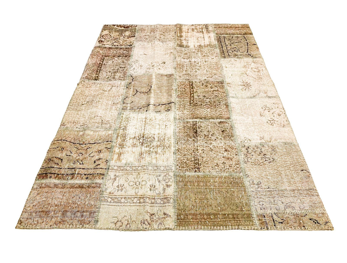 5x8 Gray and Brown Turkish Patchwork Rug
