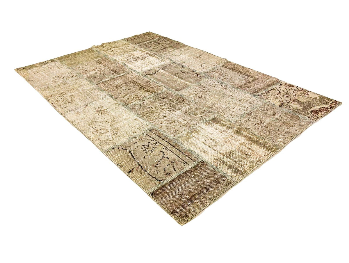5x8 Gray and Brown Turkish Patchwork Rug