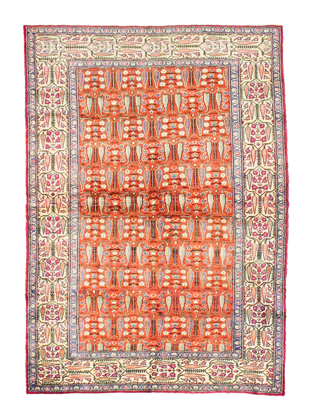5x7 Rust and Ivory Turkish Traditional Rug