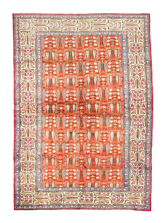 5x7 Rust and Ivory Turkish Traditional Rug