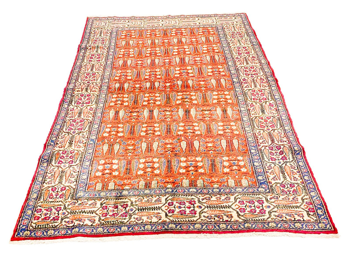 5x7 Rust and Ivory Turkish Traditional Rug
