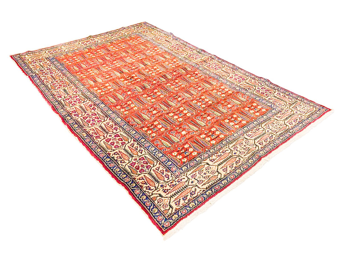 5x7 Rust and Ivory Turkish Traditional Rug