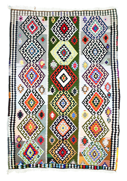 7x10 Multicolor Turkish Tribal Rug