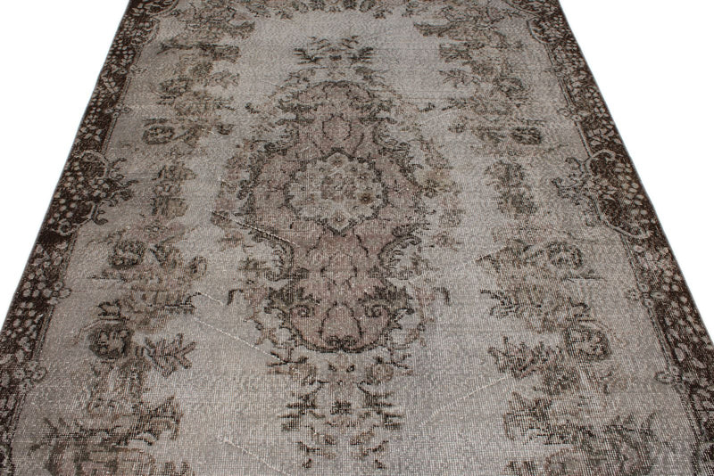 6x9 Gray Turkish Overdyed Rug