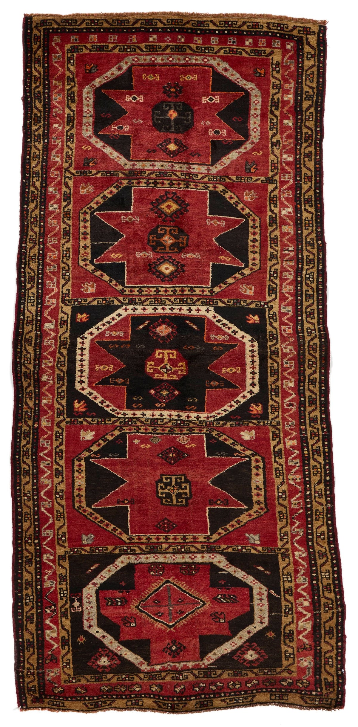 4x9 Red and Brown Turkish Tribal Runner
