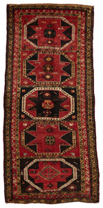 4x9 Red and Brown Turkish Tribal Runner
