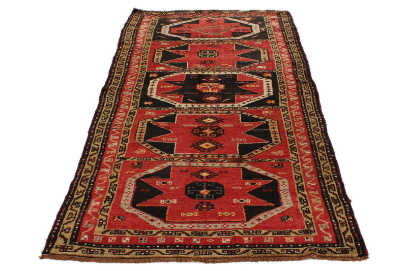 4x9 Red and Brown Turkish Tribal Runner