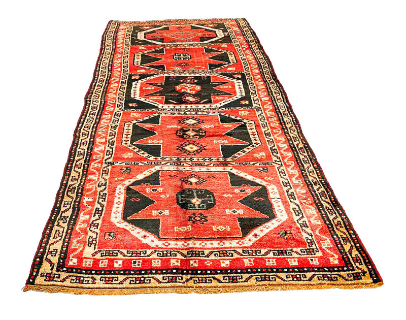 4x9 Red and Brown Turkish Tribal Runner