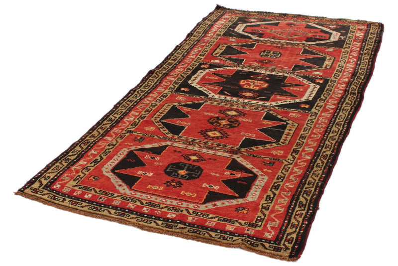 4x9 Red and Brown Turkish Tribal Runner