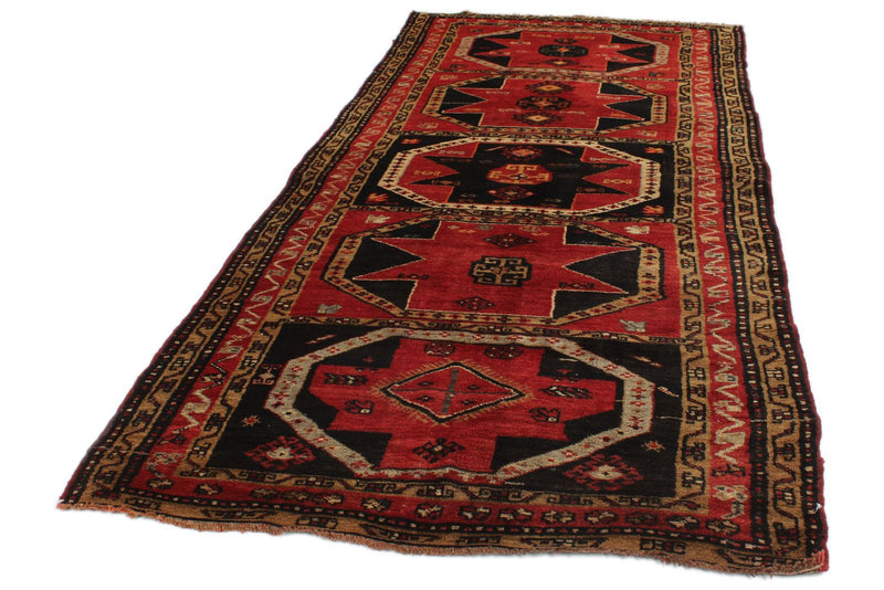4x9 Red and Brown Turkish Tribal Runner