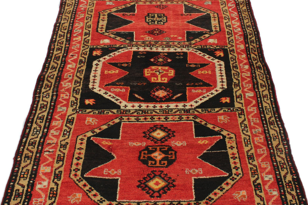 4x9 Red and Brown Turkish Tribal Runner
