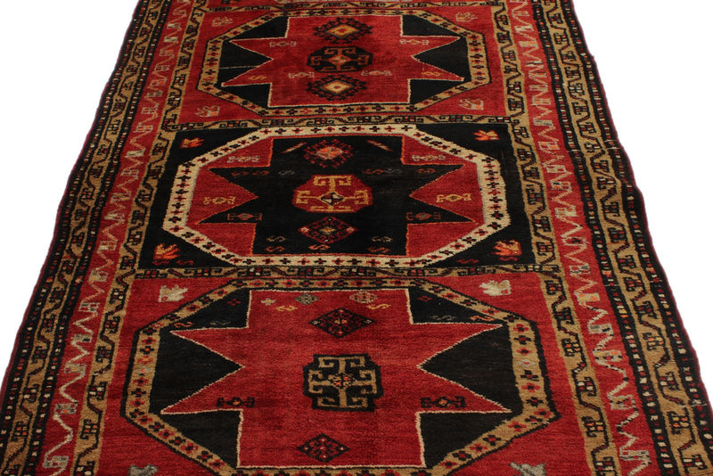4x9 Red and Brown Turkish Tribal Runner