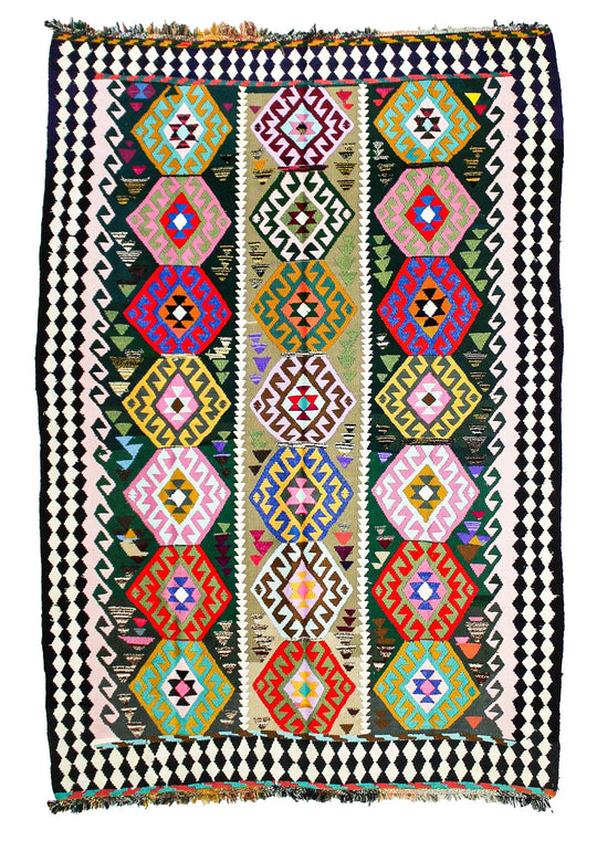 7x10 Multicolor Turkish Tribal Rug