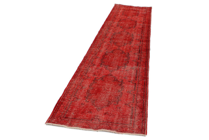3x13 Red Turkish Overdyed Runner