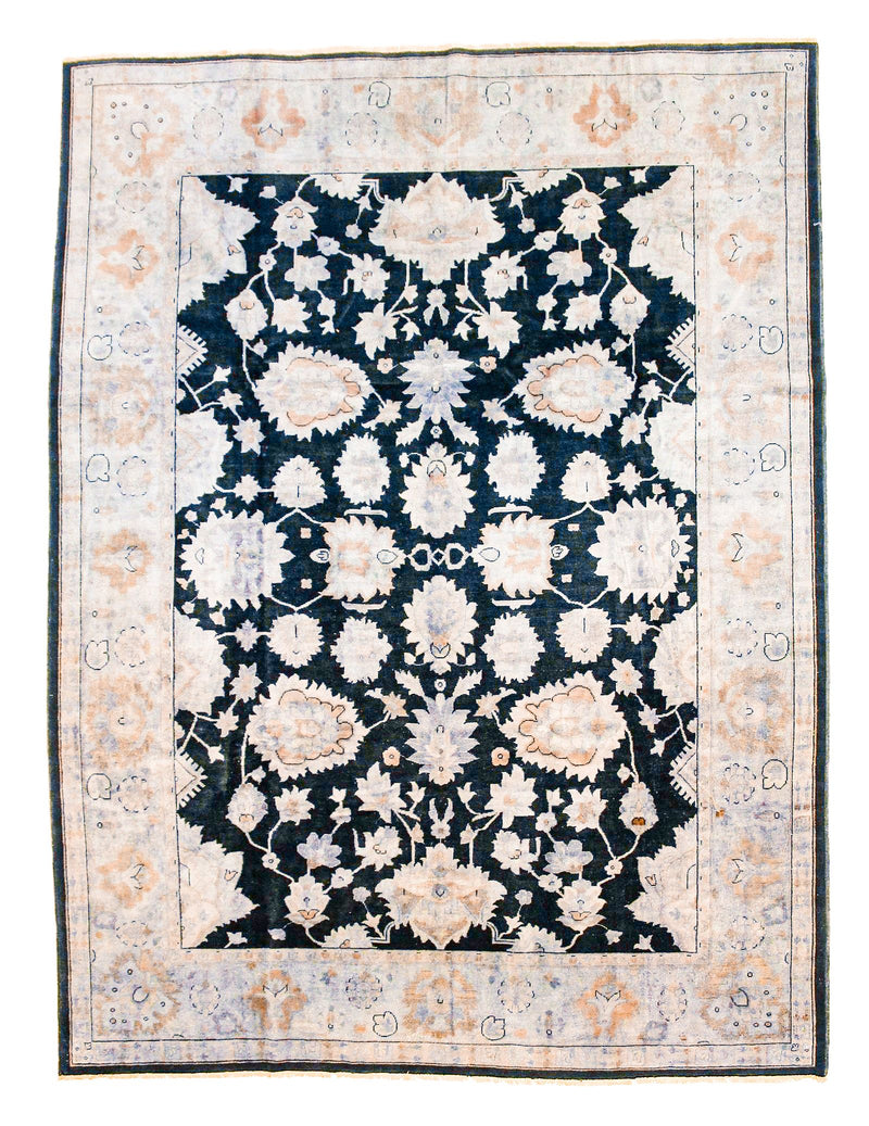 9x12 Gray and Navy Turkish Overdyed Rug