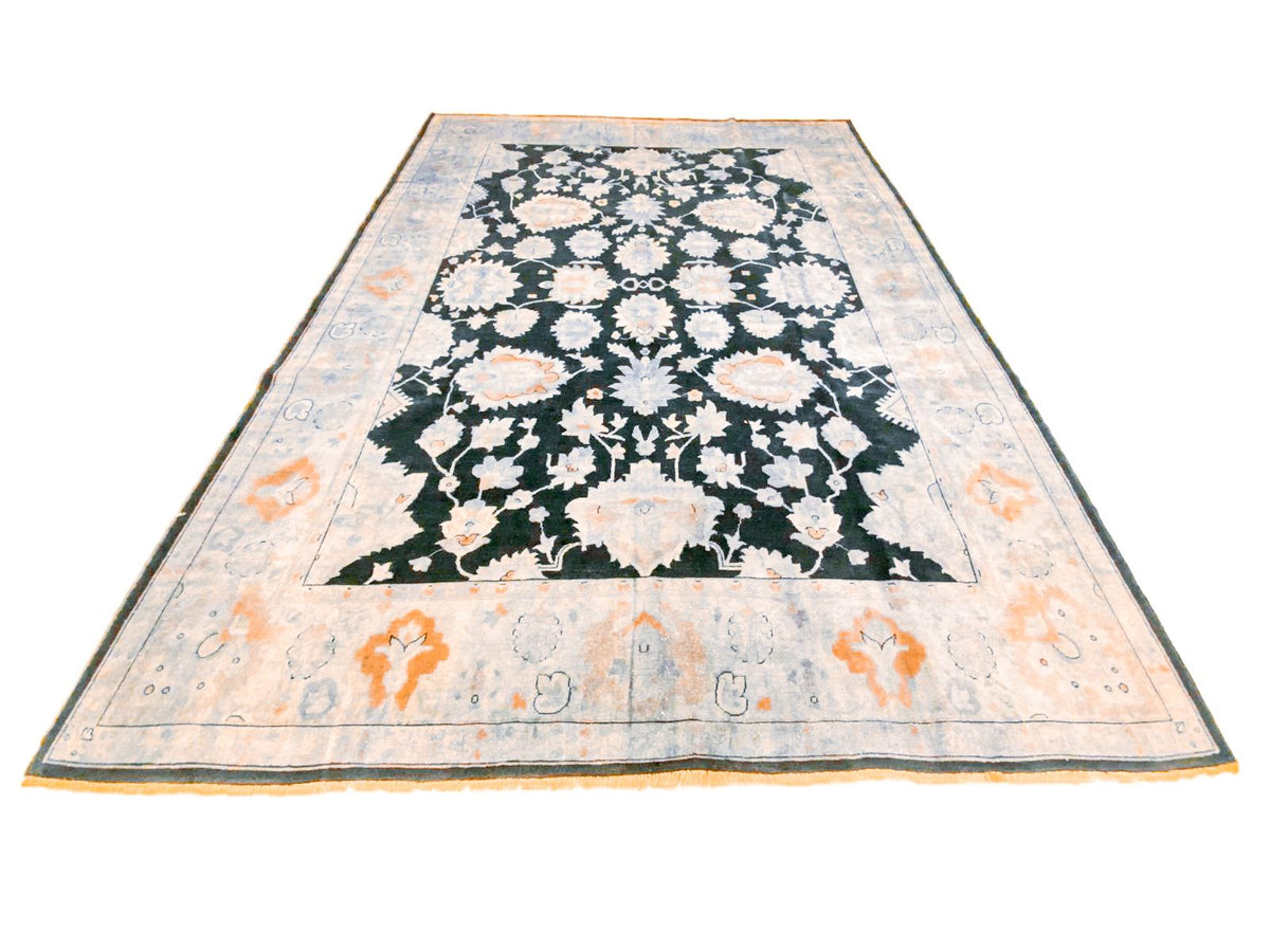 9x12 Gray and Navy Turkish Overdyed Rug