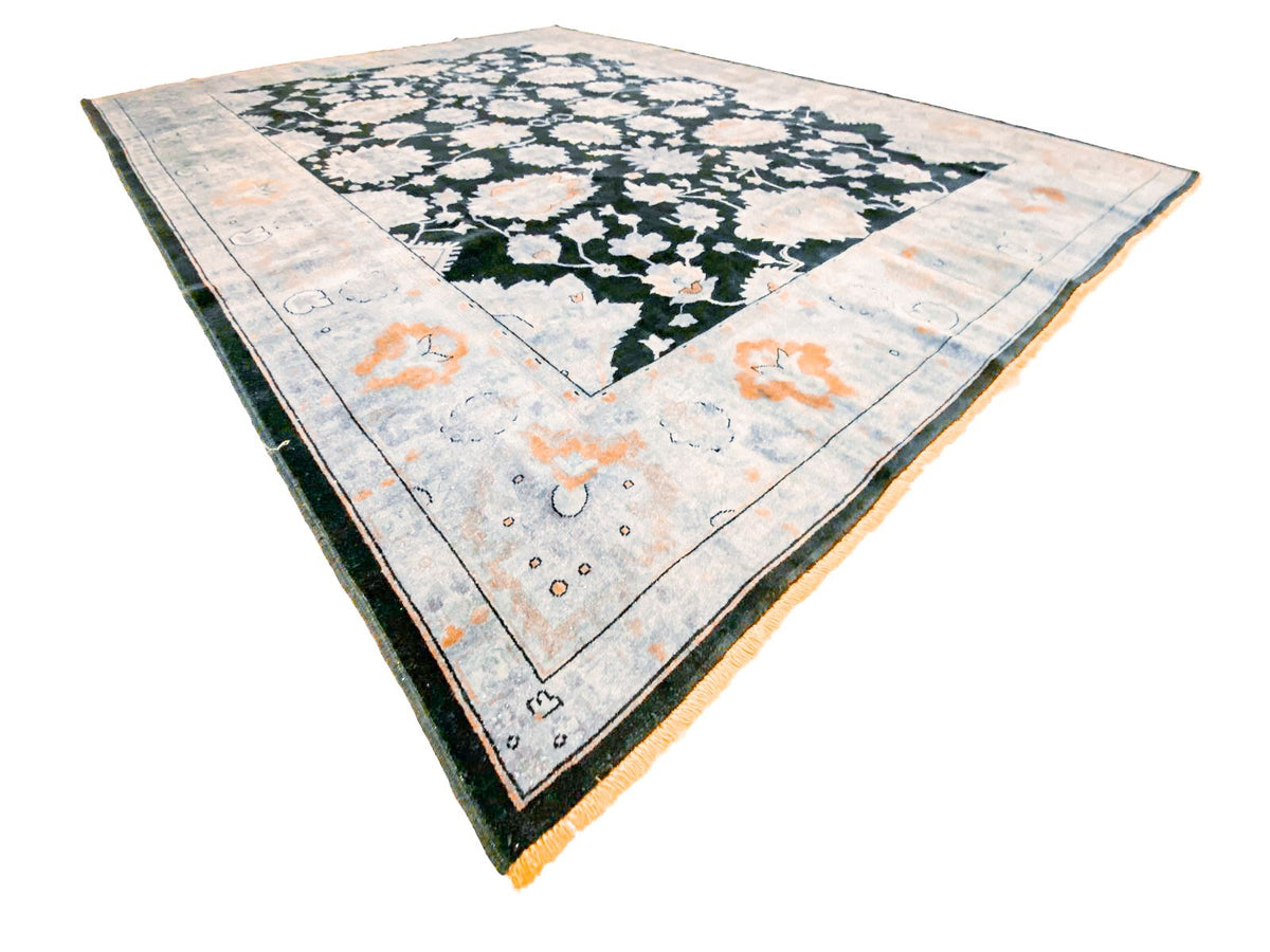 9x12 Gray and Navy Turkish Overdyed Rug
