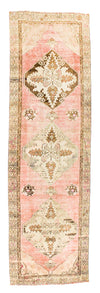 3x11 Pink and Green Turkish Tribal Runner