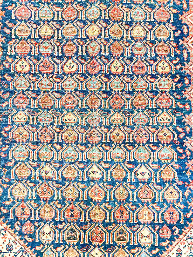 Vintage Handmade 4x7, Navy and Gold Anatolian Turkish Oushak Distressed Area Rug