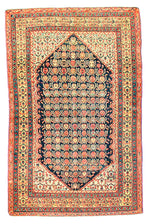 Vintage Handmade 4x7, Navy and Gold Anatolian Turkish Oushak Distressed Area Rug