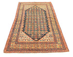 Vintage Handmade 4x7, Navy and Gold Anatolian Turkish Oushak Distressed Area Rug