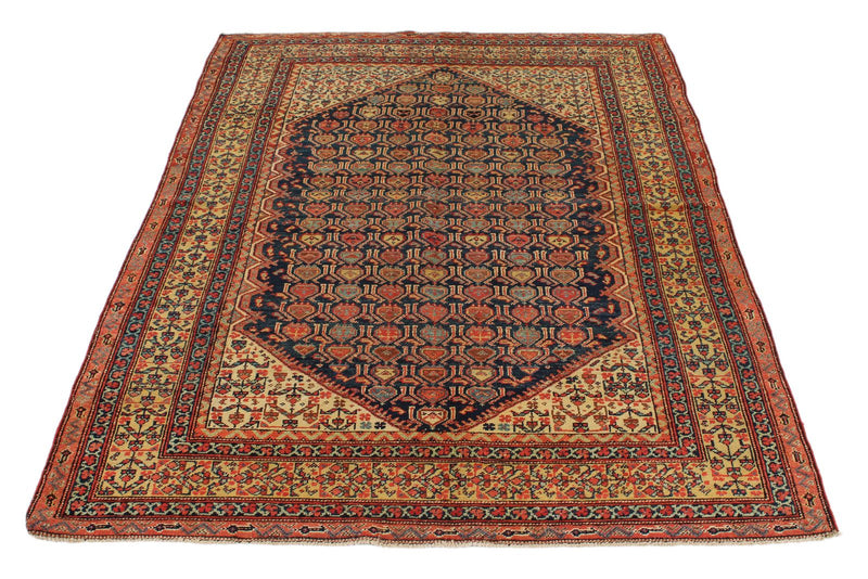 4x7 Navy and Gold Persian Traditional Rug