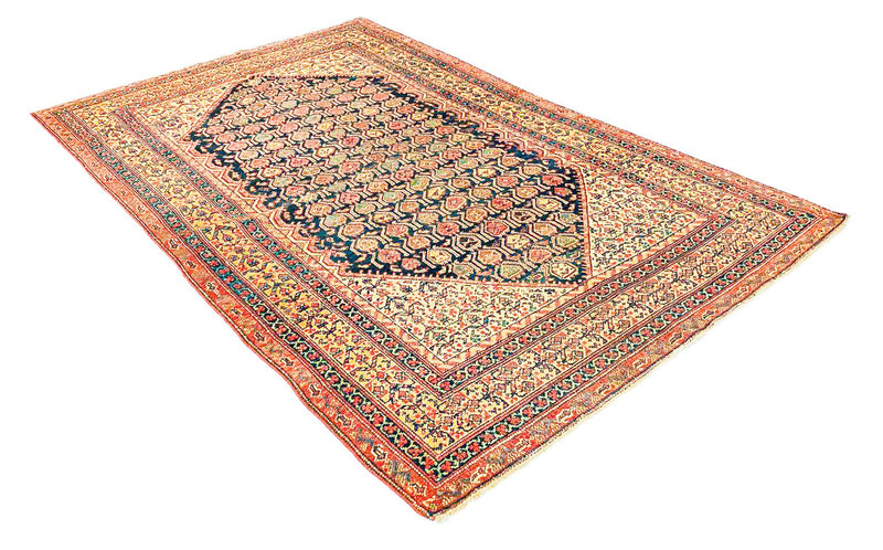 Vintage Handmade 4x7, Navy and Gold Anatolian Turkish Oushak Distressed Area Rug