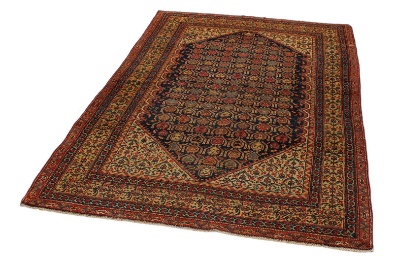 4x7 Navy and Gold Persian Traditional Rug