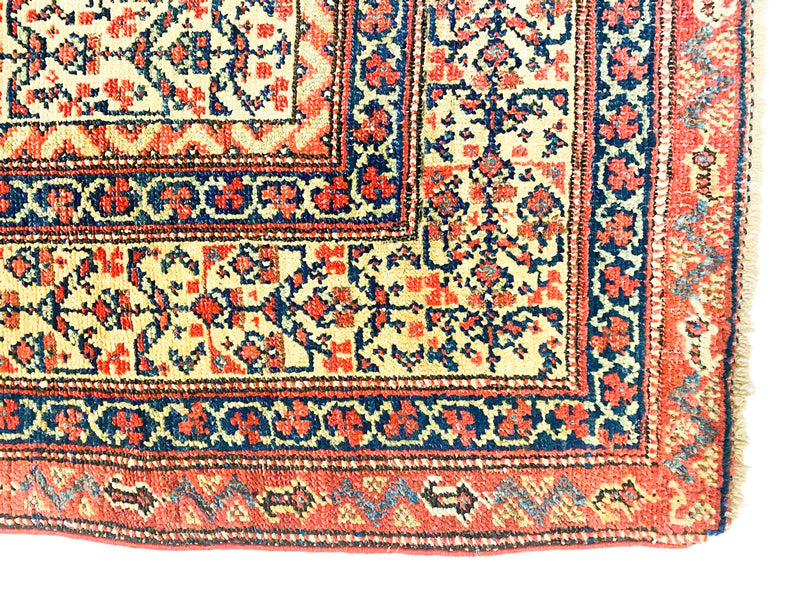Vintage Handmade 4x7, Navy and Gold Anatolian Turkish Oushak Distressed Area Rug