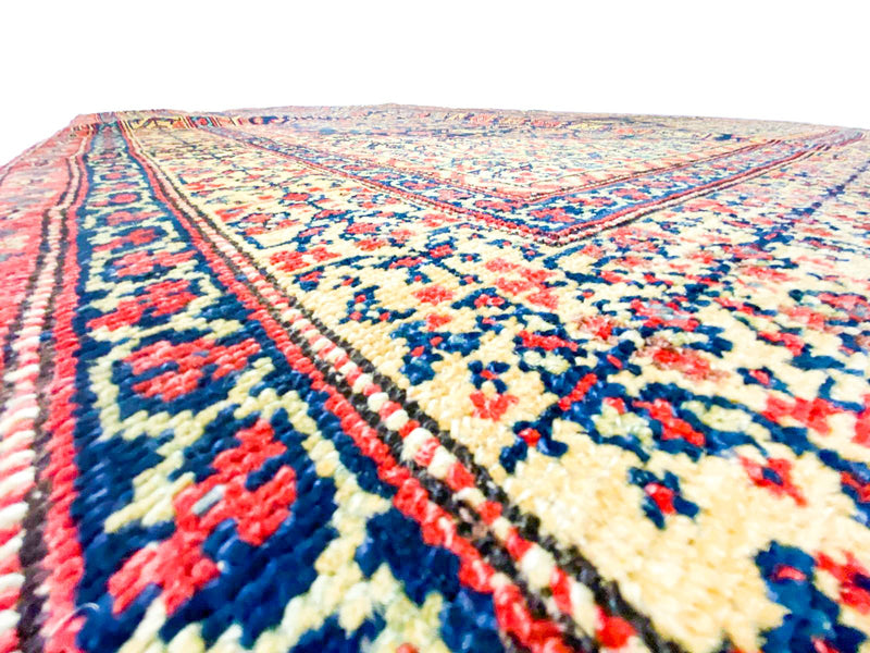 Vintage Handmade 4x7, Navy and Gold Anatolian Turkish Oushak Distressed Area Rug